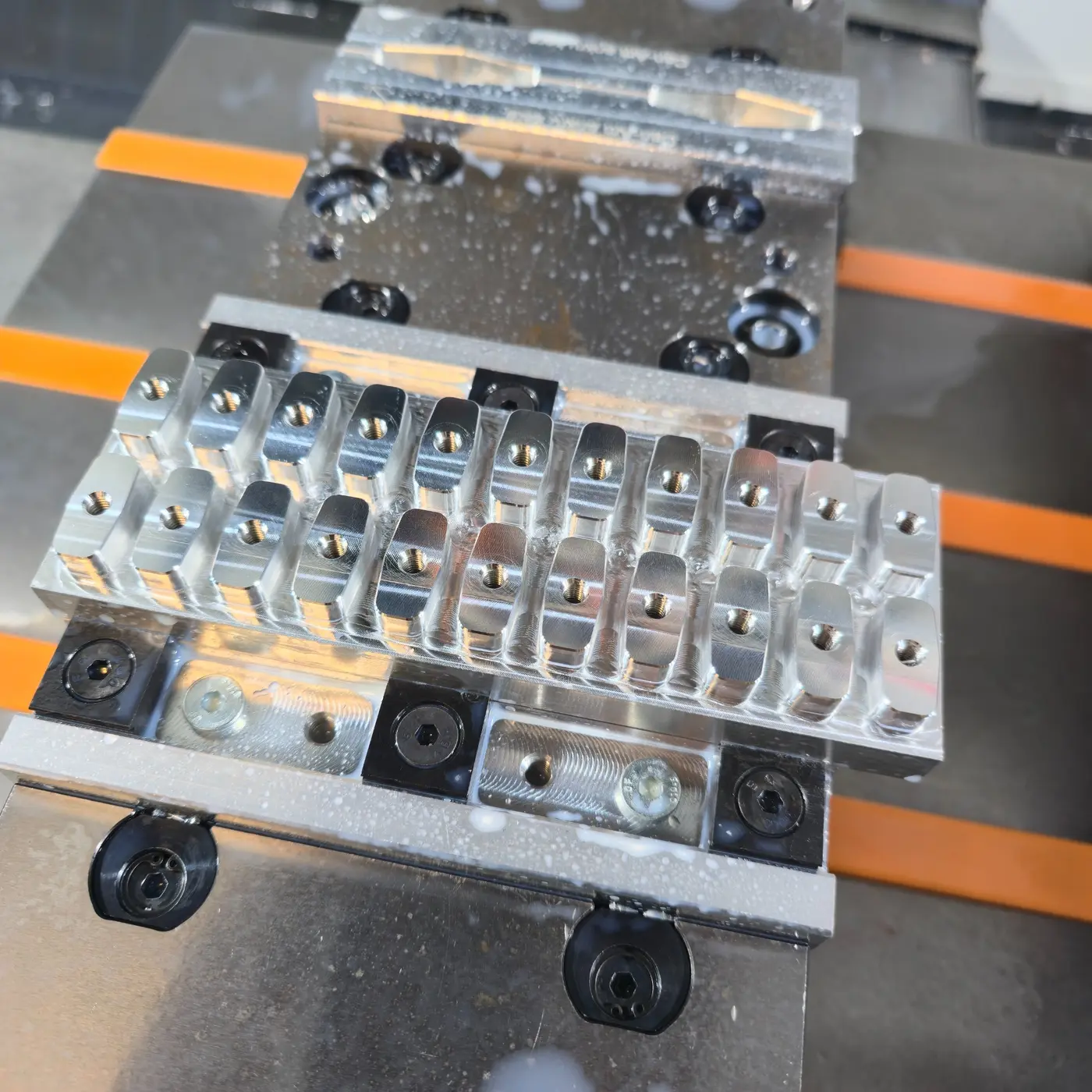 Aluminium parts in a CNC milling machine