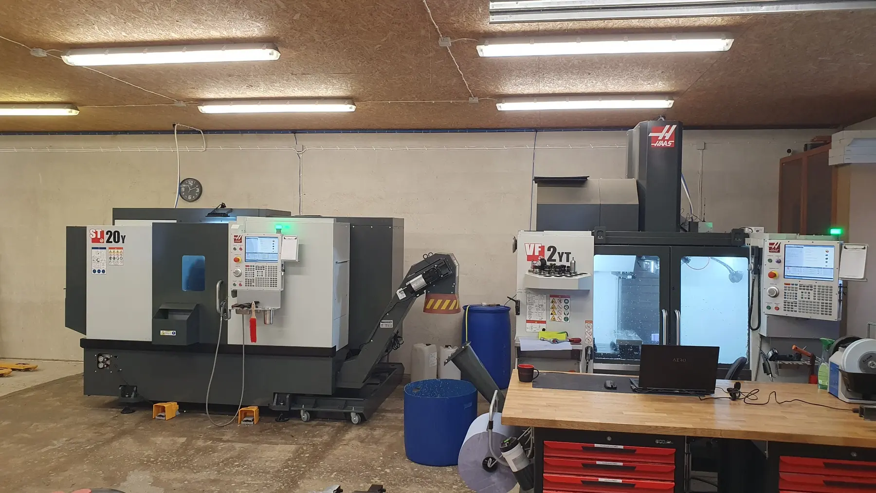 Haas ST-20Y and Haas VF-2YT CNC machines